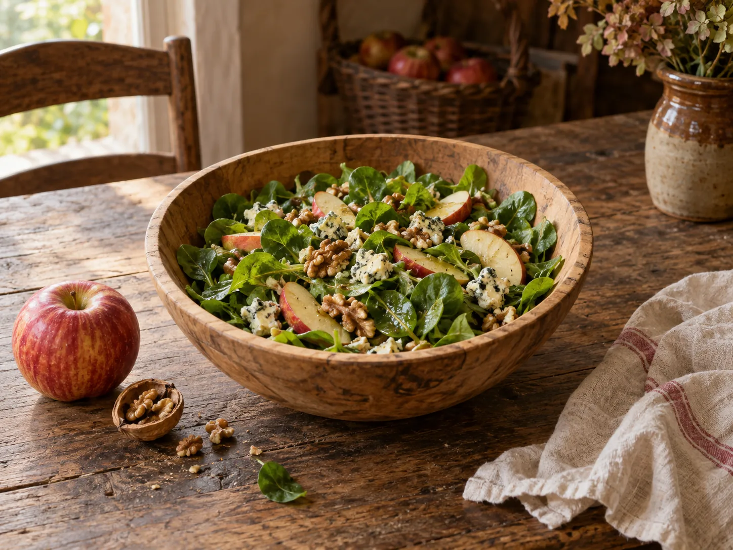 Salade fraîche pommes Red Topaz, noix et bleu